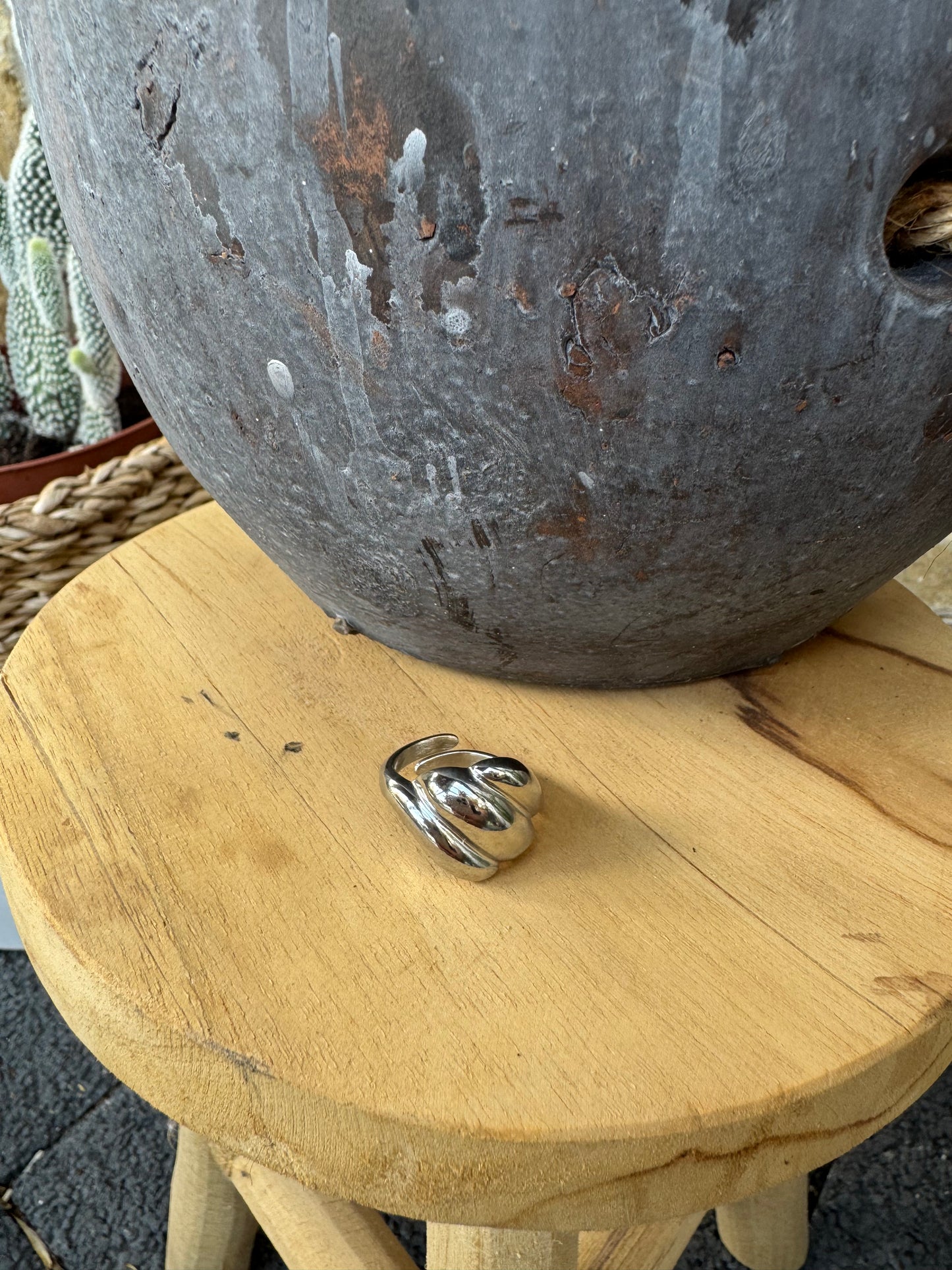 Ring "Urban Grid" - Edelstahlring größenverstellbar