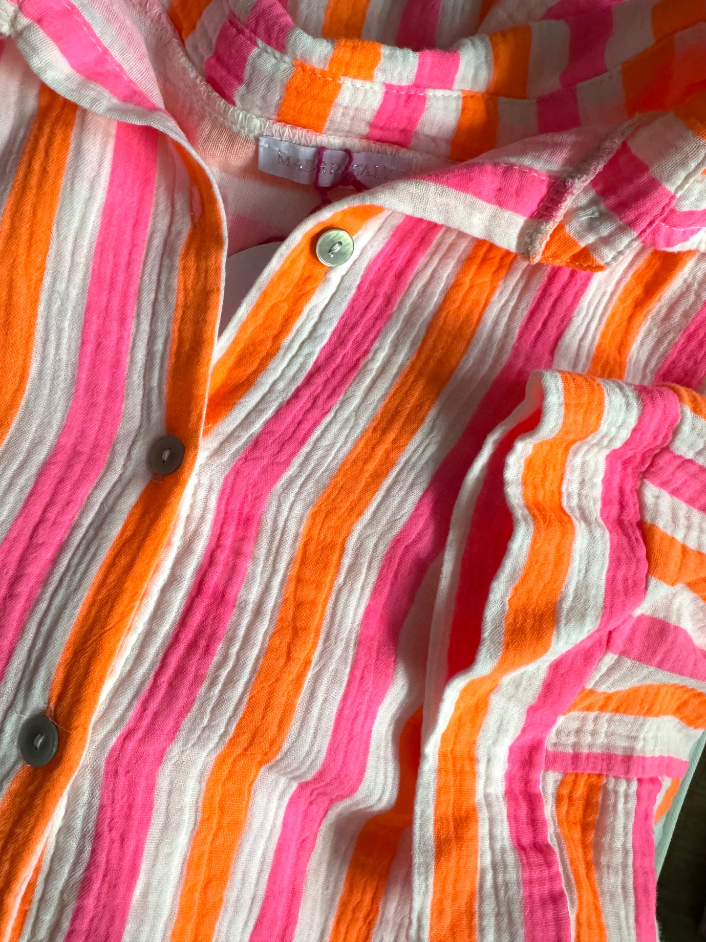 Musselin Kleid Midi Neon Stripes