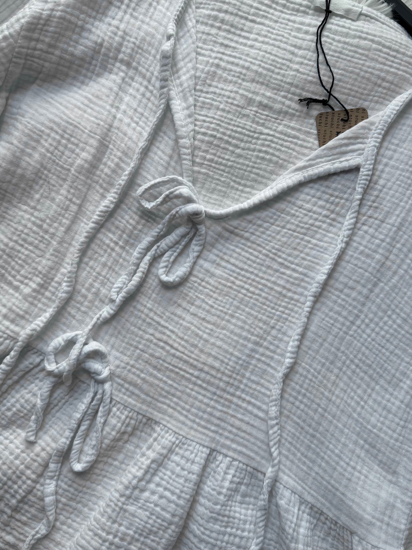Musselin Bluse Weiß mit Schleifen