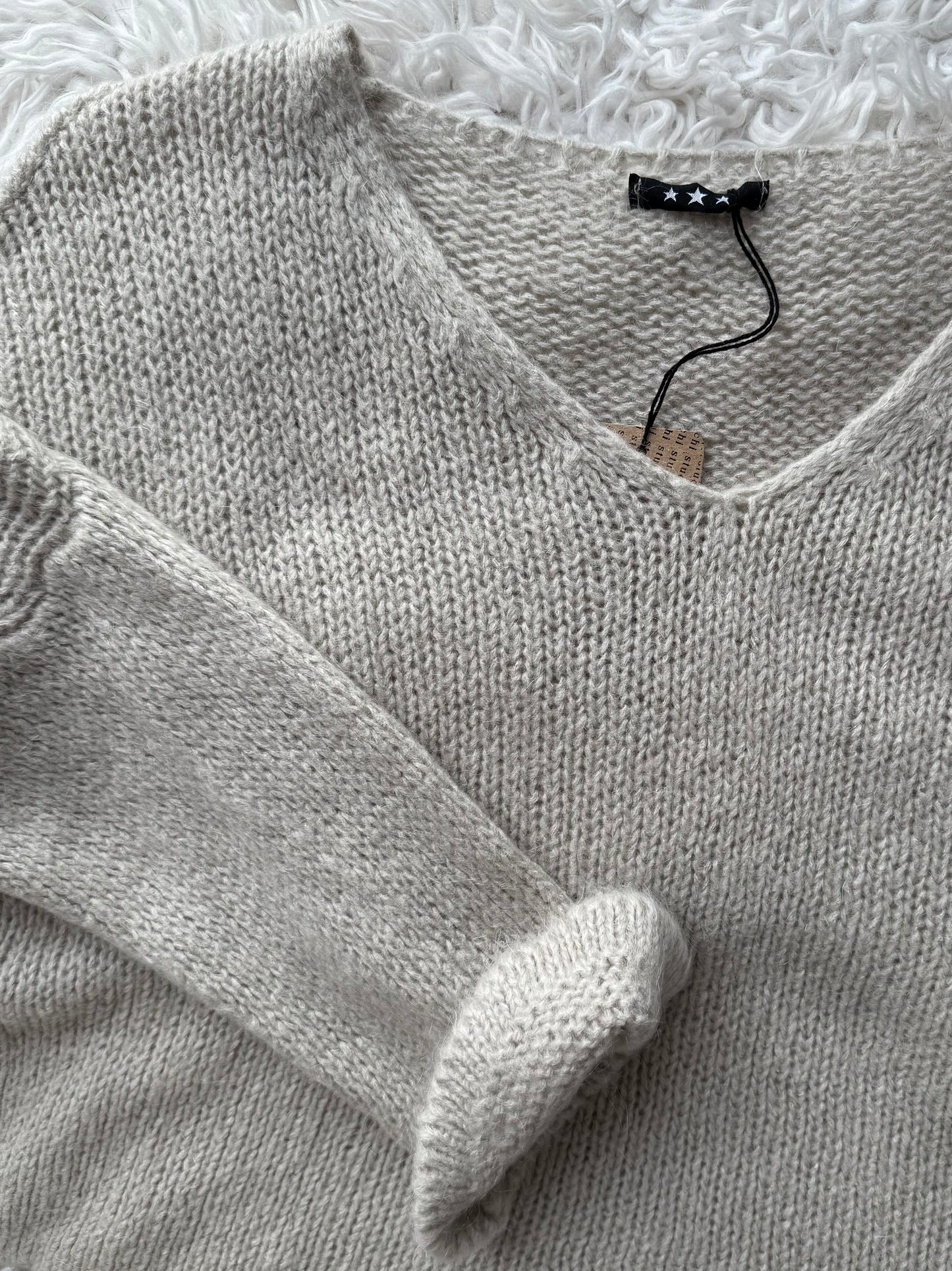 Strickpullover V Beige