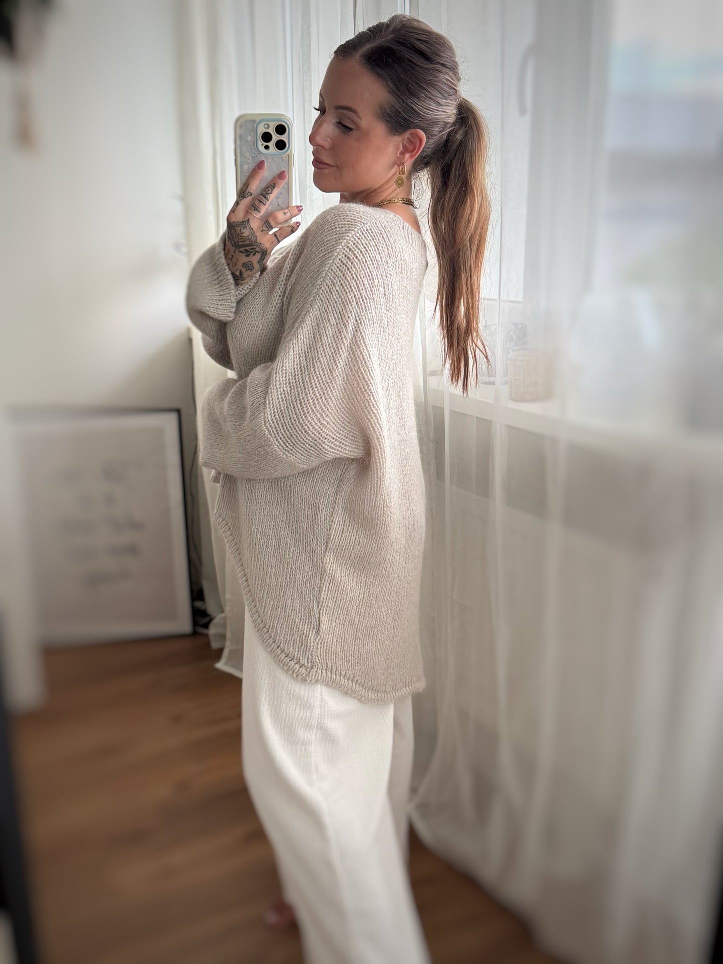 Strickpullover V Beige