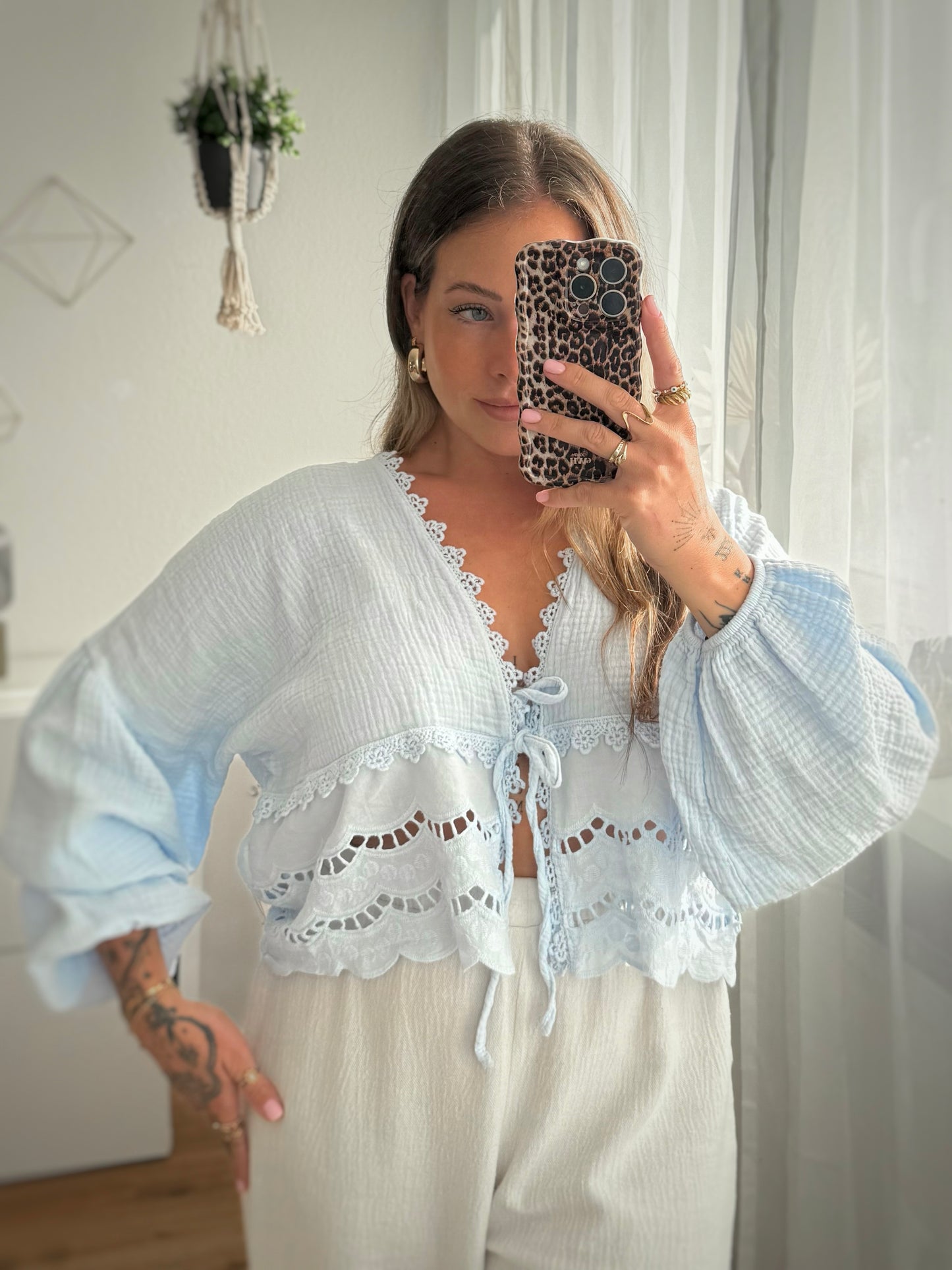 Musselin Bluse Spitze