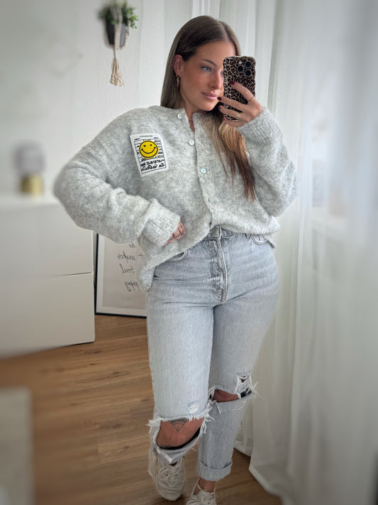 Cardigan Smiley Hellgrau