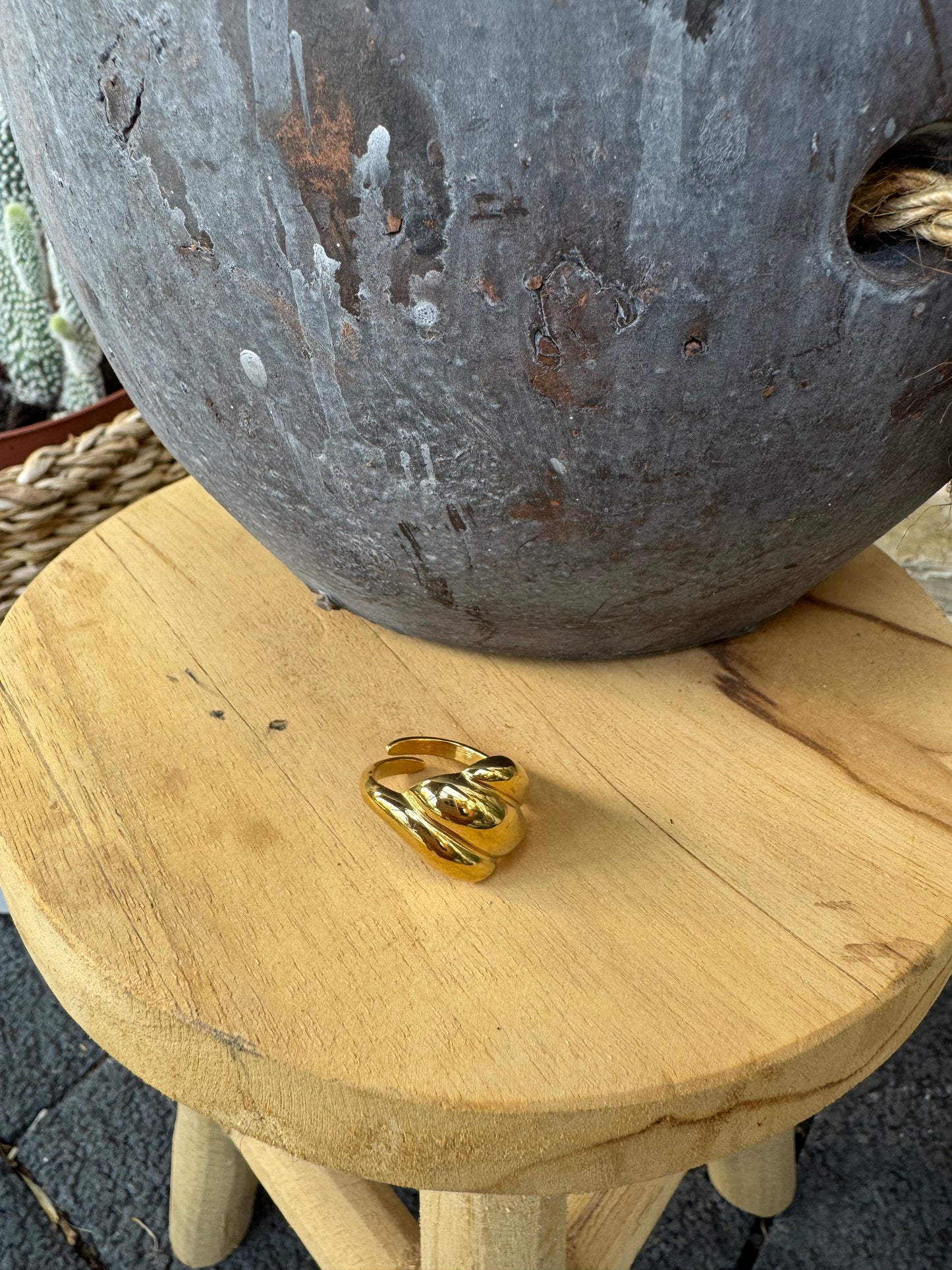 Ring "Urban Grid" - Edelstahlring größenverstellbar