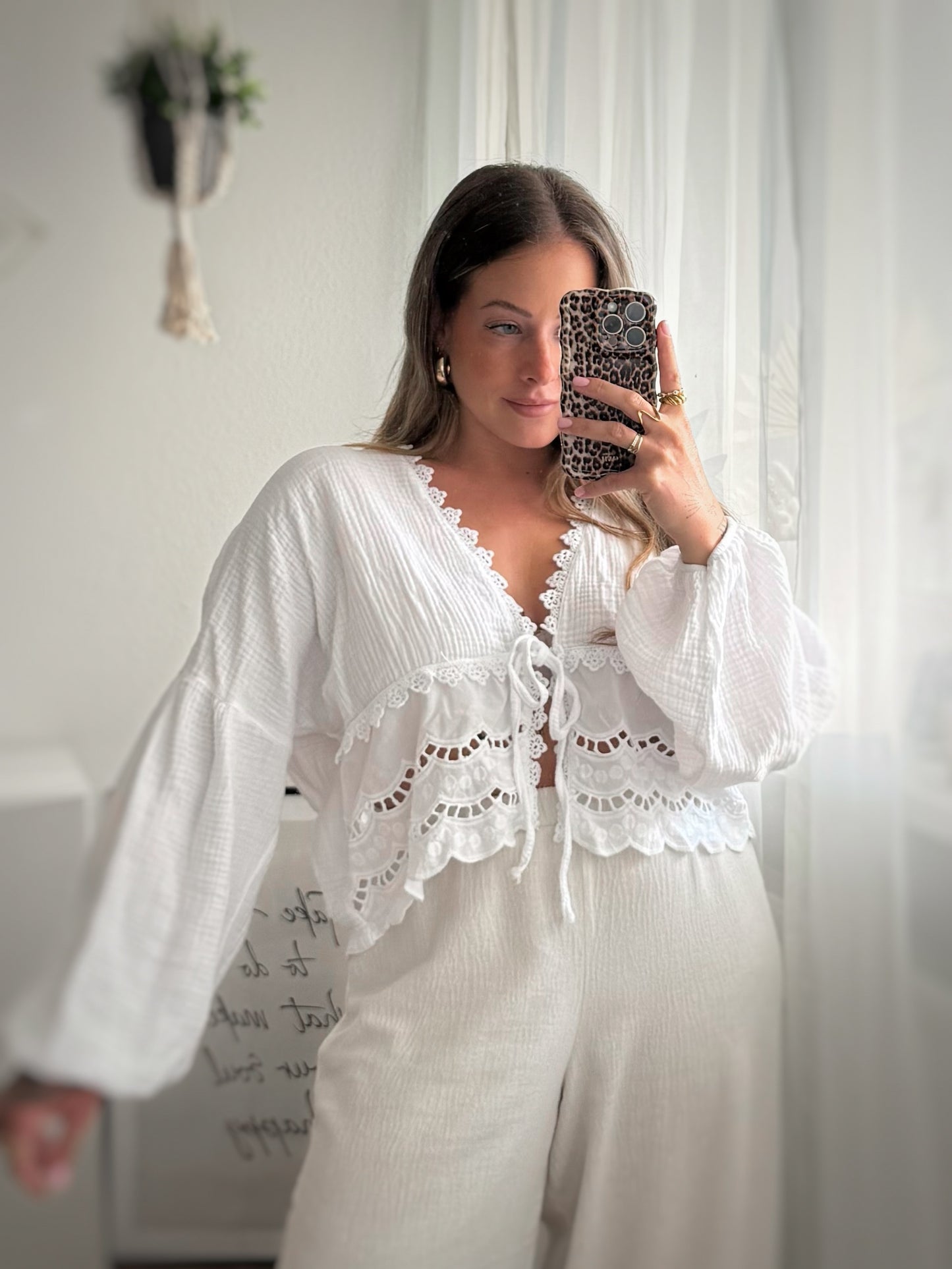 Musselin Bluse Spitze