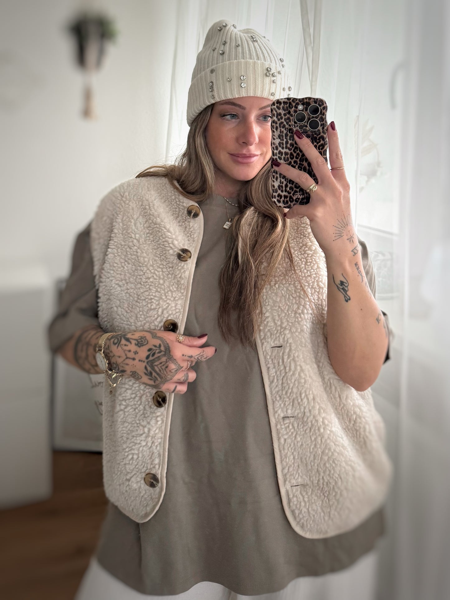 Teddy Weste Beige