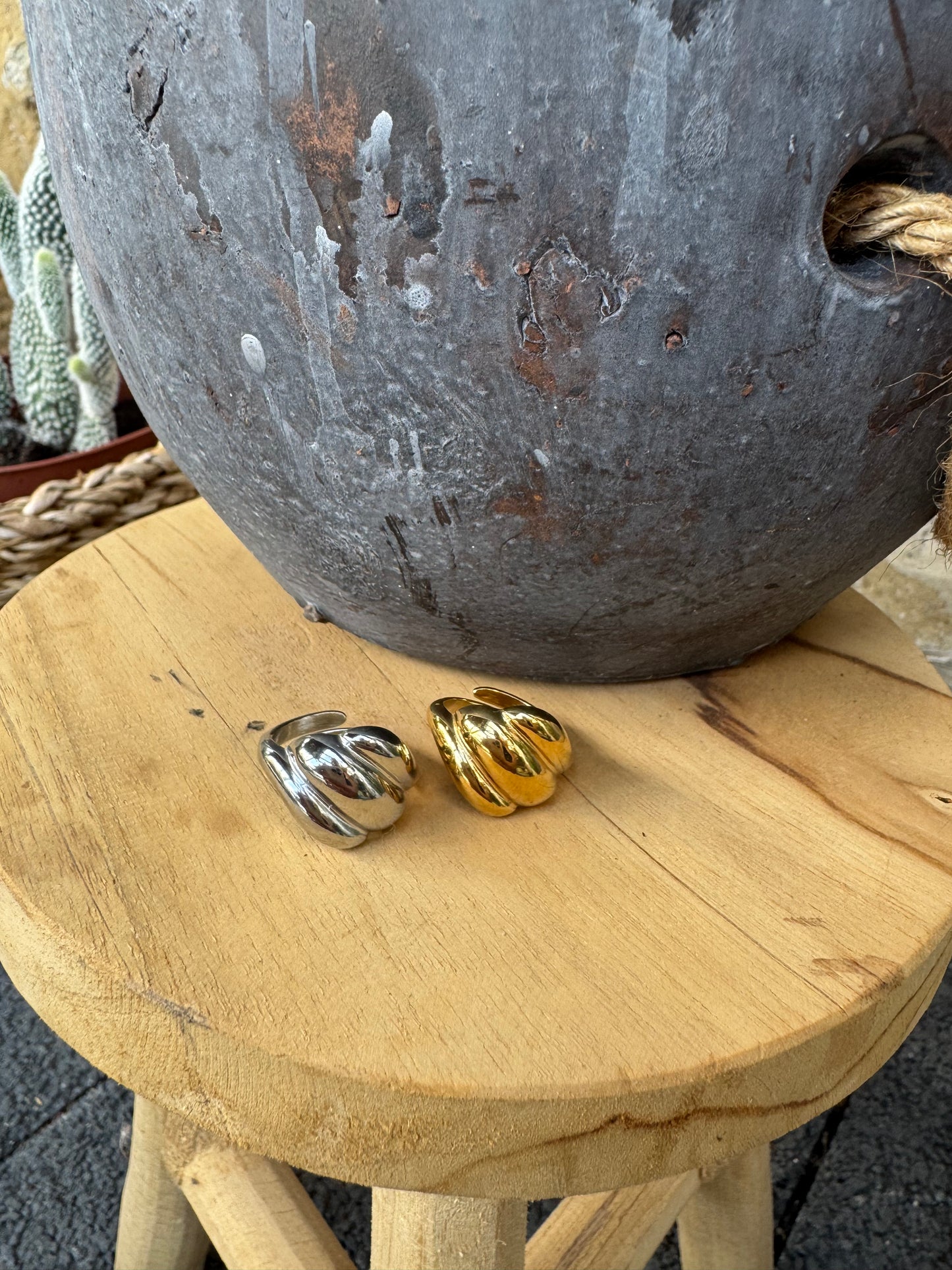 Ring "Urban Grid" - Edelstahlring größenverstellbar