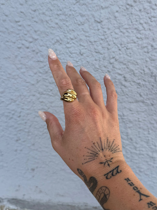 Ring "Urban Grid" - Edelstahlring größenverstellbar