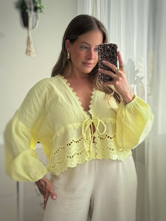 Musselin Bluse Spitze