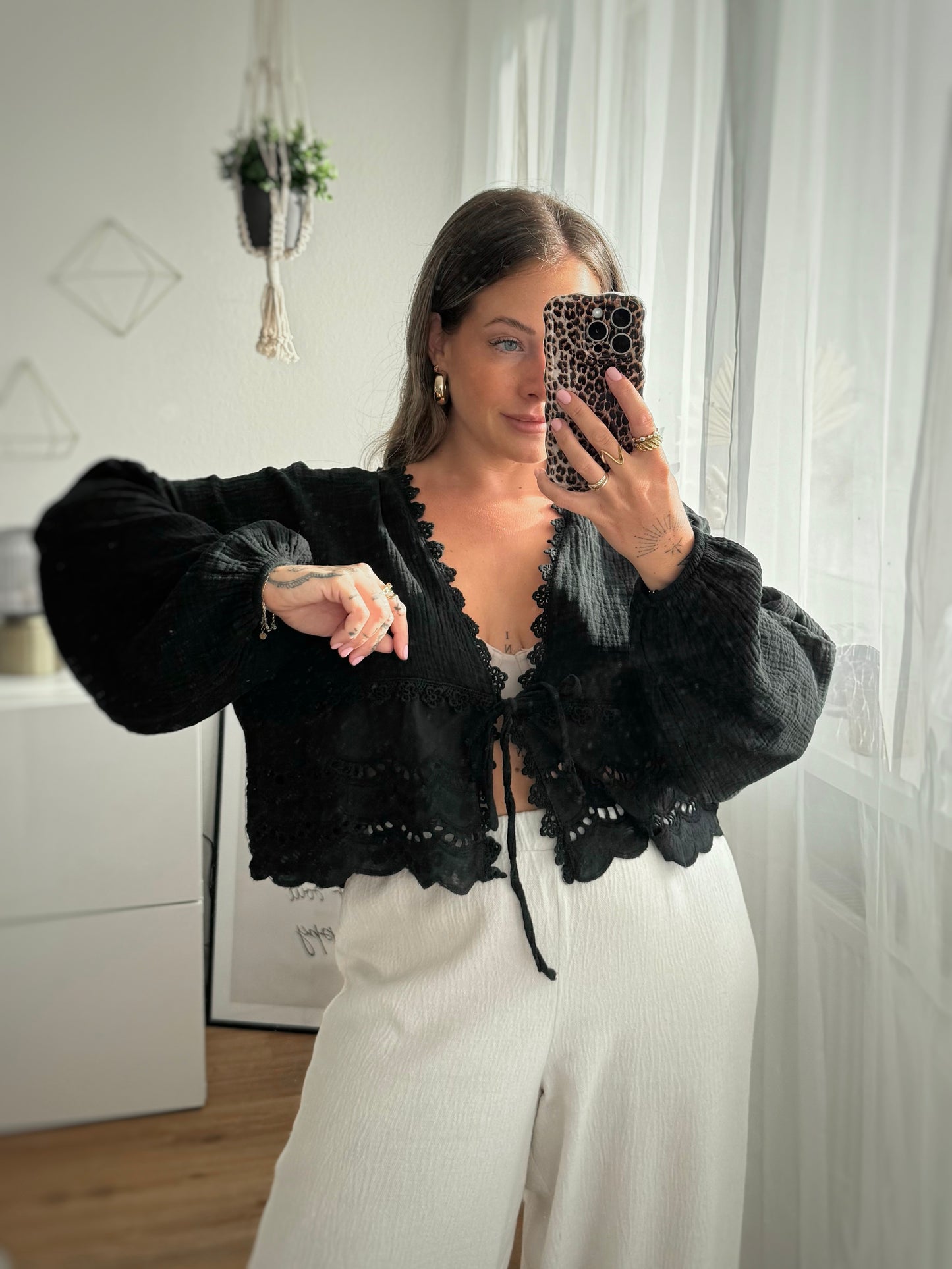 Musselin Bluse Spitze