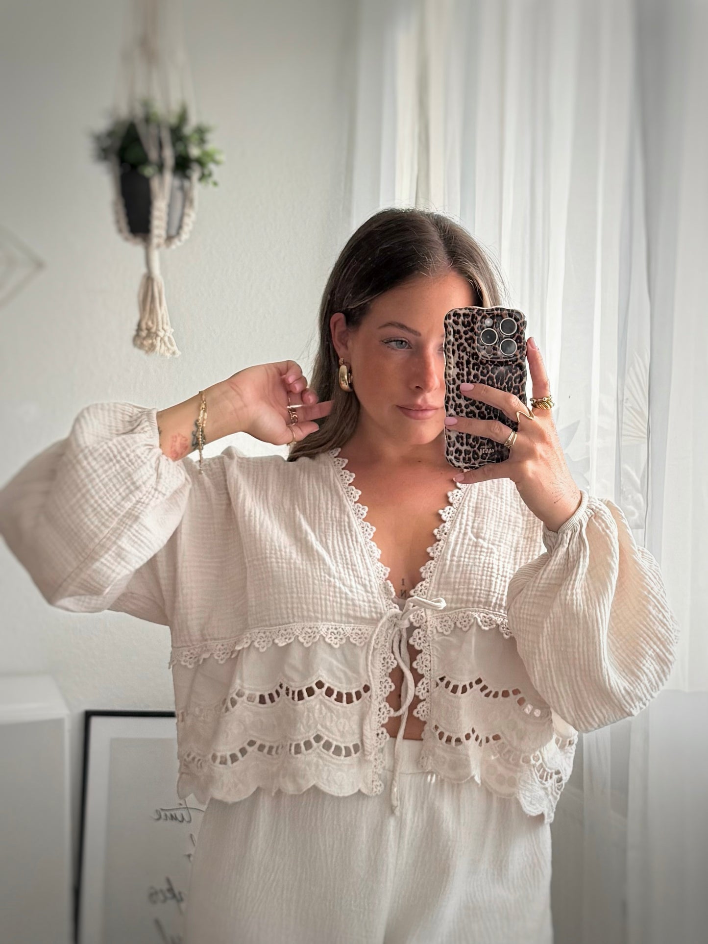 Musselin Bluse Spitze