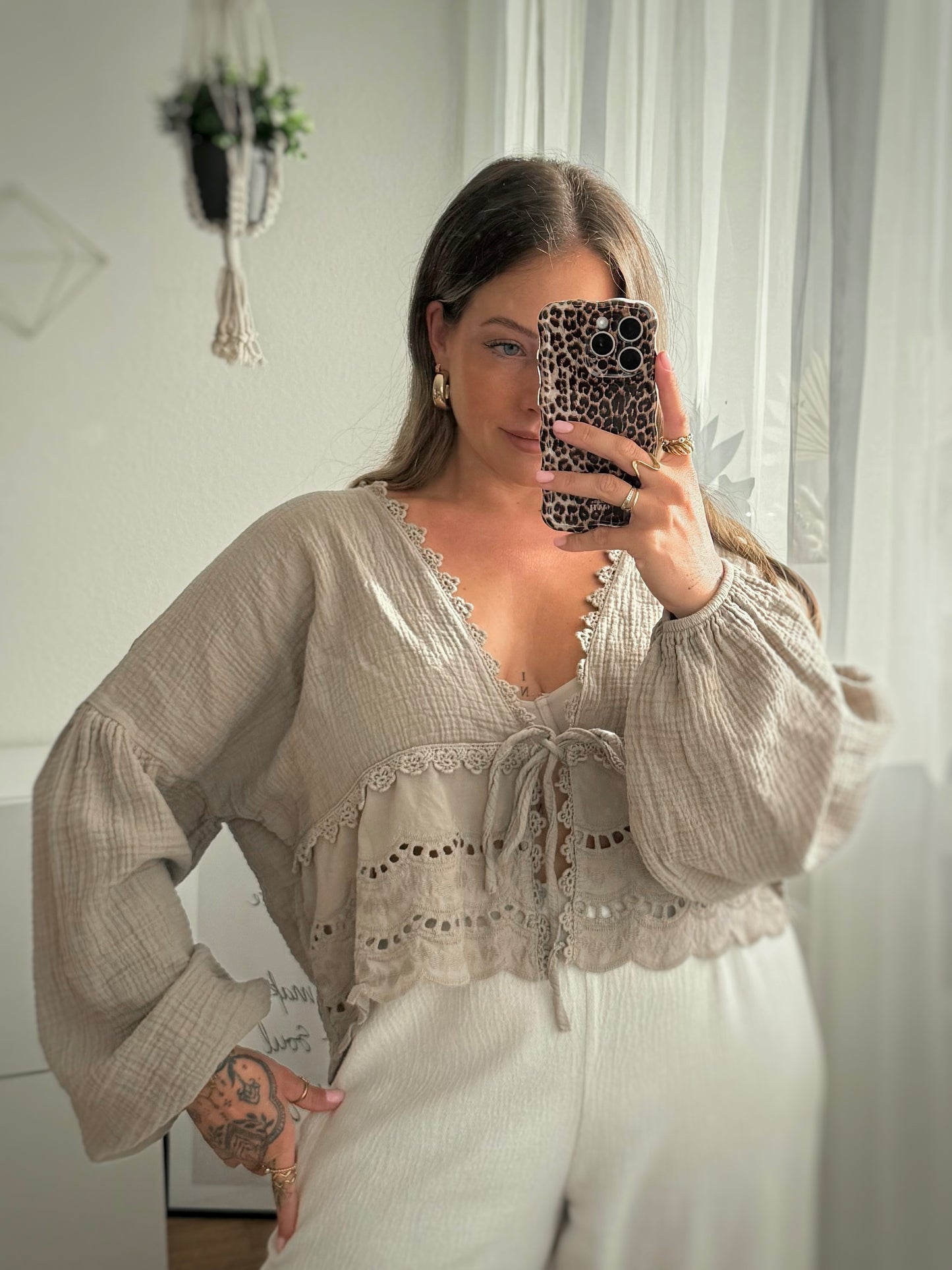 Musselin Bluse Spitze