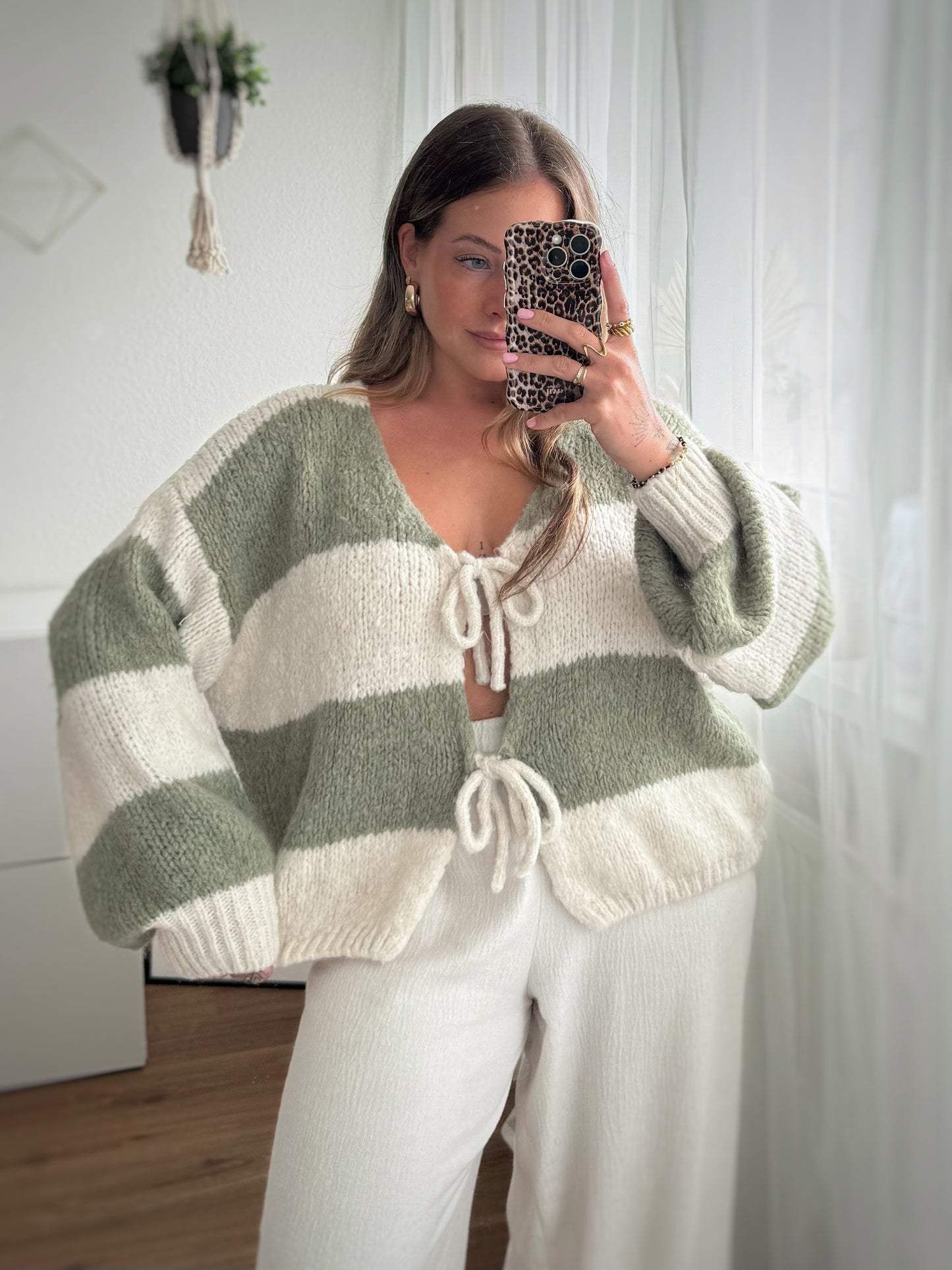 Cardigan Salbei Streifen